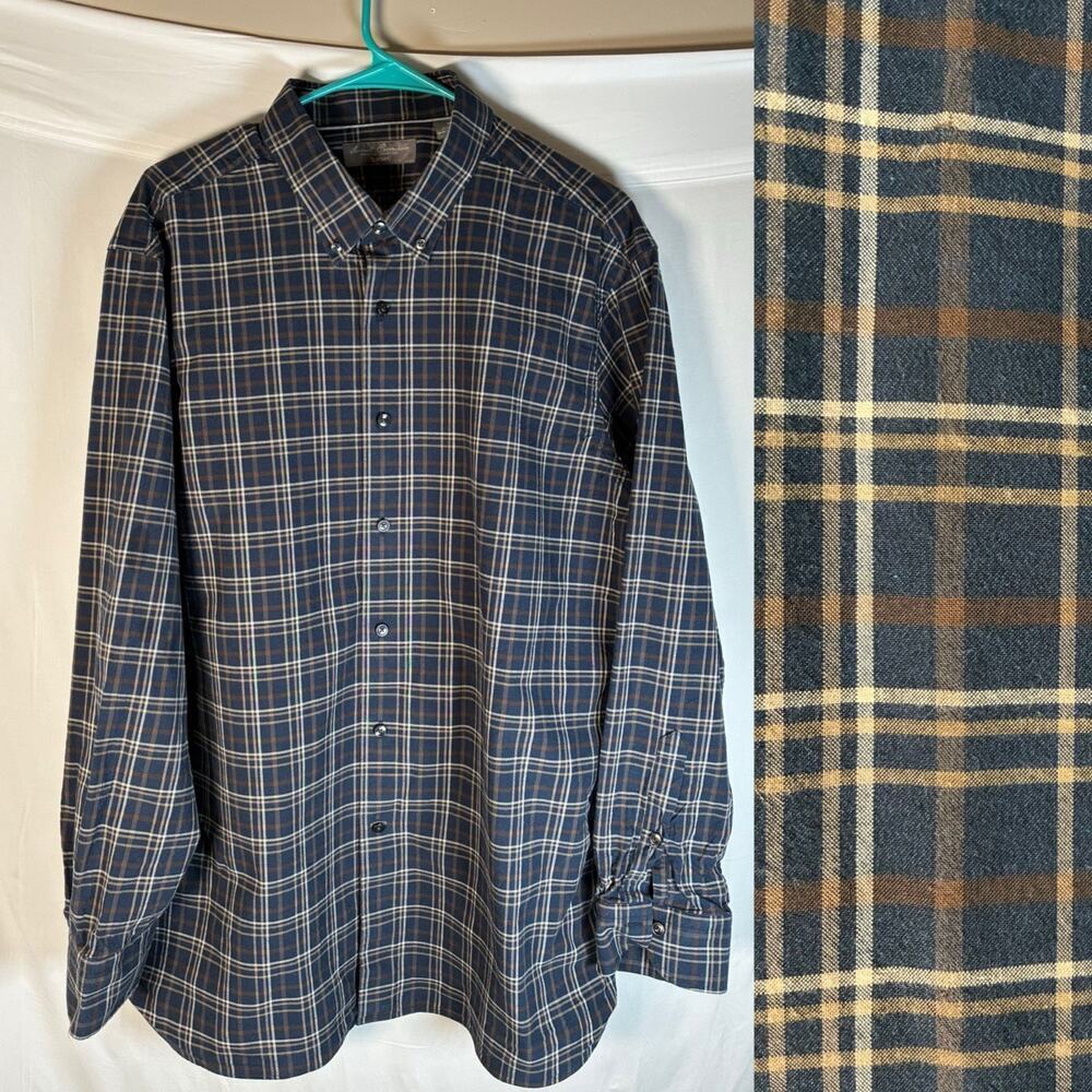 Daniel Cremieux Signature Supima Size XL Plaid Button Down Shirt Cotton Cashmere